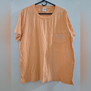 PINK Victoria's Secret Peach Short Sleeve Pocket Tee with Rhinestone Logo